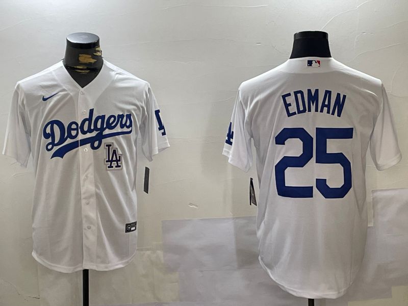 Men Los Angeles Dodgers 25 Edman White Game 2024 Nike MLB Jersey style 11206